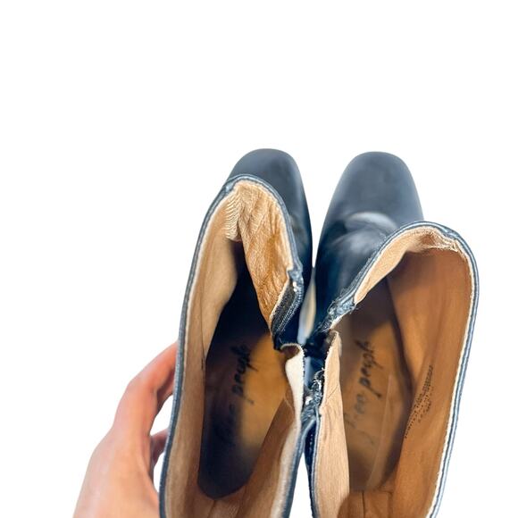 Free People Nicola Leather Square Toed Ankle Zip Block Heeled Boot Black 36 US 6 - Picture 10 of 12